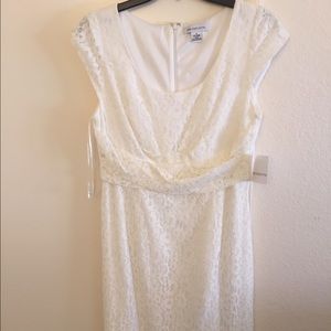White lace knee length dress