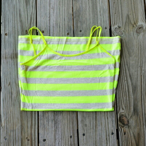 Neon Green Striped Tank Top