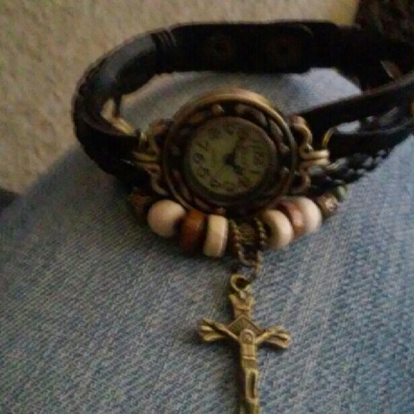 Black Leather Strap Watch