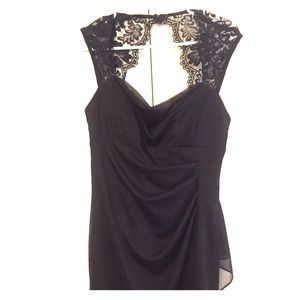 Black knee length dress with lace top