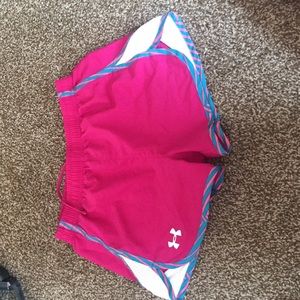 Pink white and blue running shorts