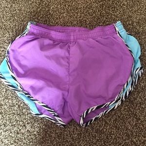 Purple blue white and black soffee running shorts
