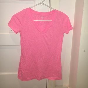 Pink short sleeve v-neck