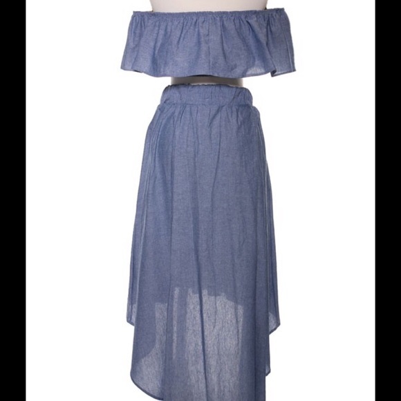 Denim Two Piece Ruffled Set - Picture 2 of 2