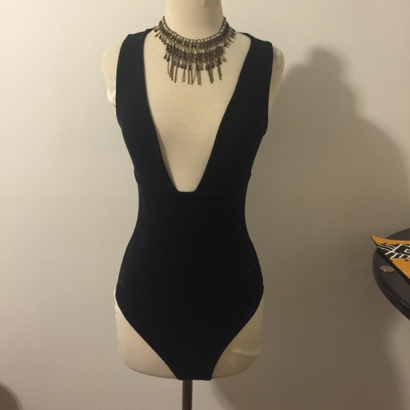 Top shop deep open body suit blouse