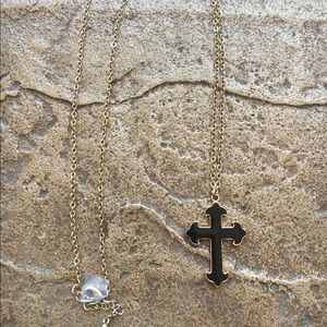 Black and gold cross necklace