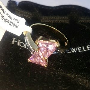 Pink /Diamond Gold over Sterling Ring