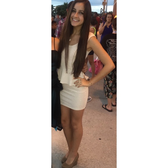 SPARKLY Cream Skin Tight Dress - Picture 3 of 3