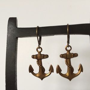 Antique Gold Anchor Earrings