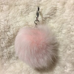 Pink fur Pom Pom key chain