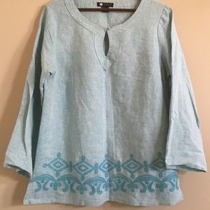 🌸2/$10 Carol Little Embroidered Linen Tunic Large