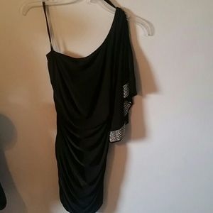 One shoulder black dress