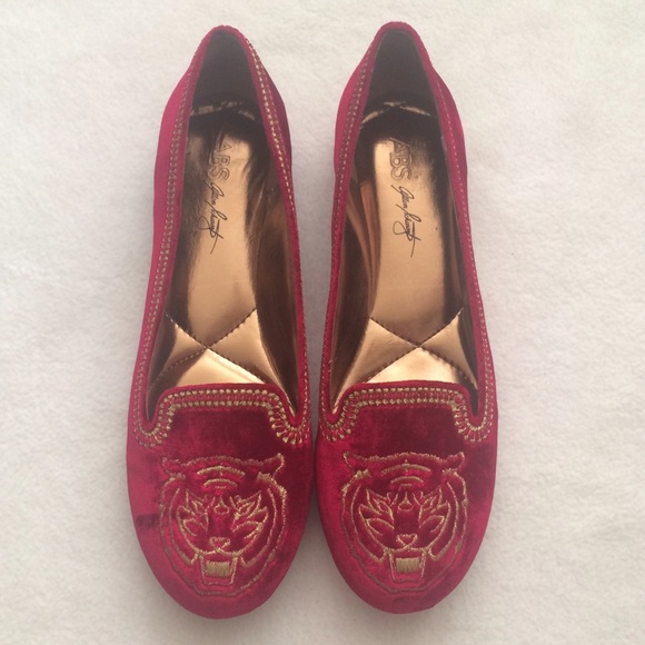 ABS By Allen Schwartz Red Velvet Flats 8.5 EUC
