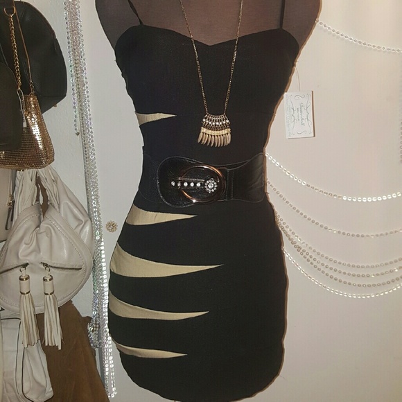 NWT sexy black and tan mini dress