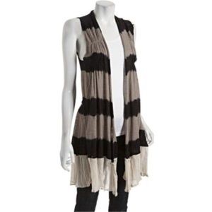 Free People Tie Dye Striped Open Vest Cardigan