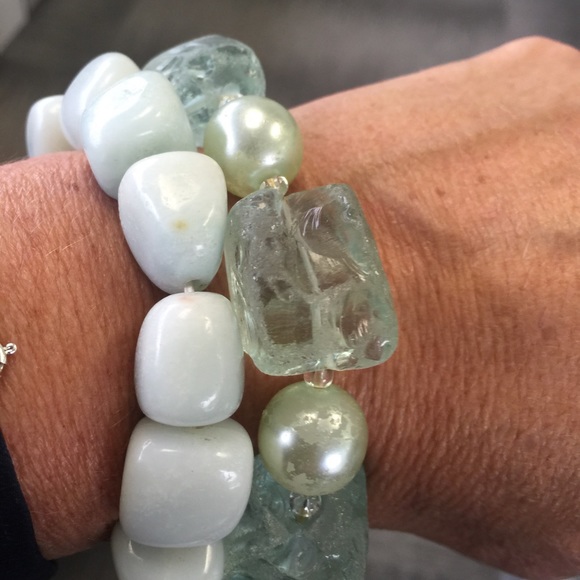 Pretty pair of stone bracelets