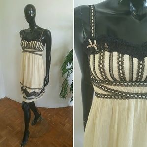 Cute Cream and Black Lace Lingerie Dress