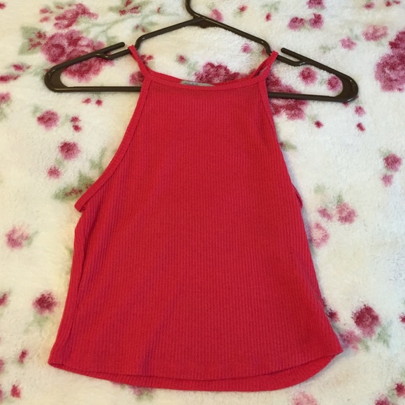Pink ribbed crop top