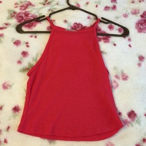 Pink ribbed crop top