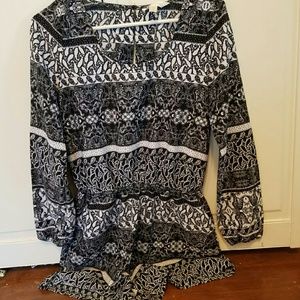 Black and white long sleeve romper