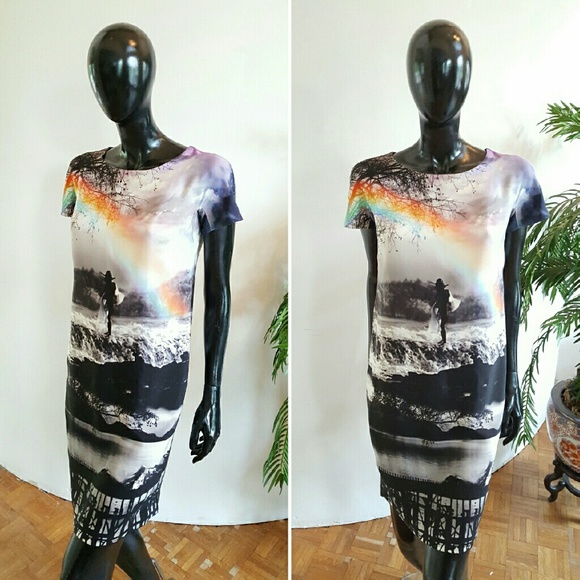 Mary Katrantzou Rainbow Cloud Silk Dress