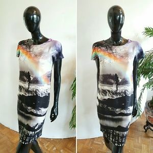 Mary Katrantzou Rainbow Cloud Silk Dress