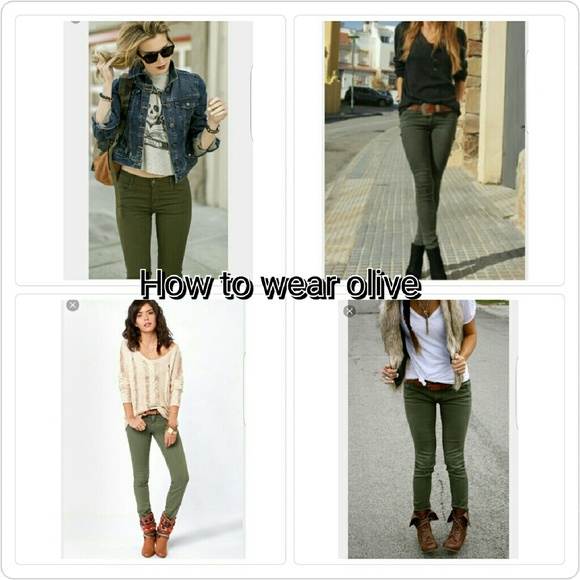 Olive Skinny Denim Jeans - Picture 2 of 3