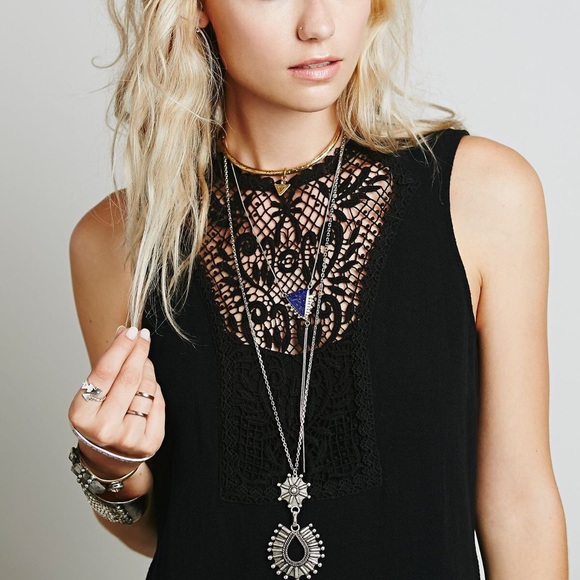 Free People Crochet Mini Dress LBD - Picture 2 of 4