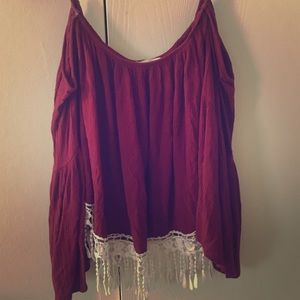 Fringe & off the shoulder cute top!