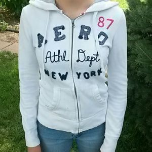 White aeropostale zip up hoodie