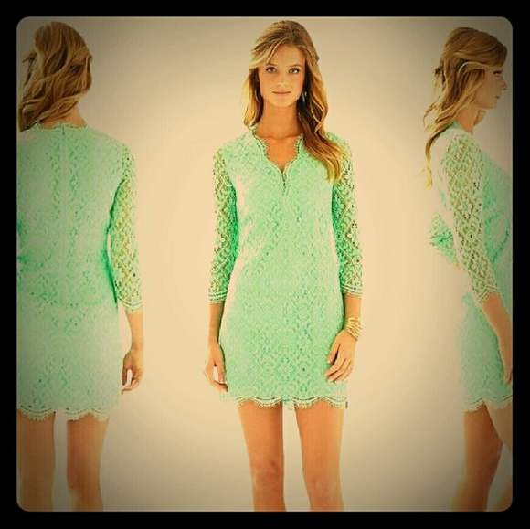 LILLY PULITZER3/4 Sleeve Lace V-neck Dress