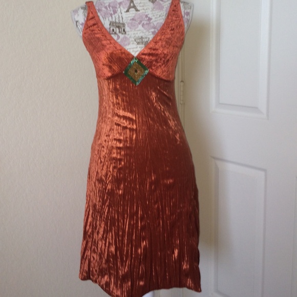 Anthro Burnt orange cocktail dress - Picture 2 of 4