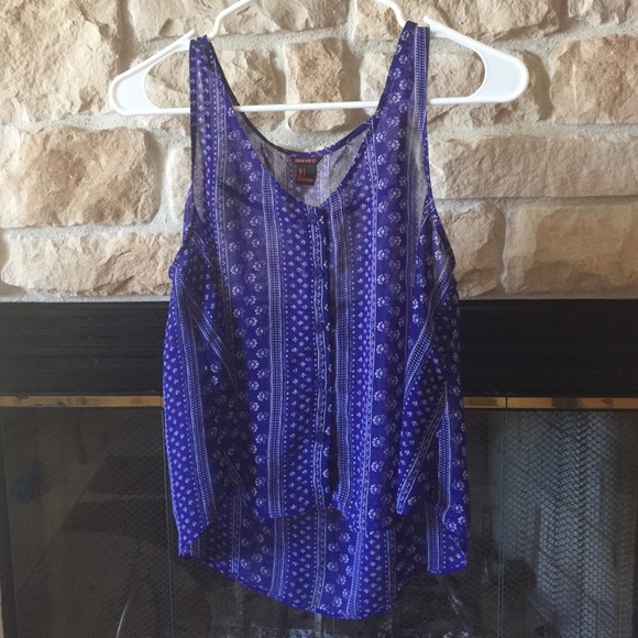 blue patterned Forever 21 thank top - Picture 1 of 1