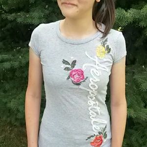 Grey flowery aero tee