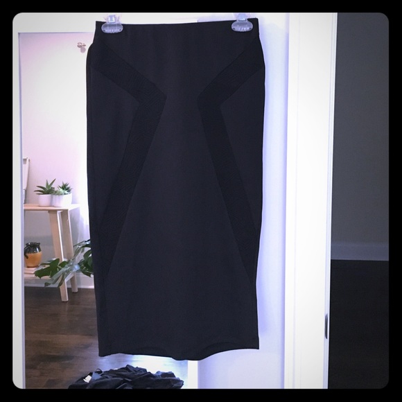 Midi black pencil skirt