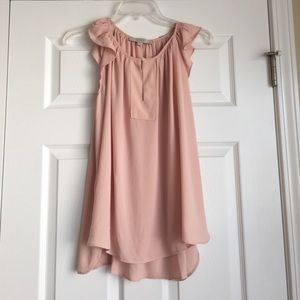 Ruffled sleeve peach tank top