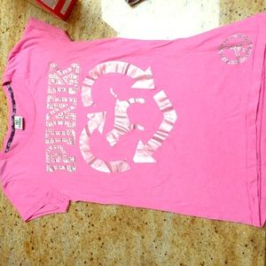 VS PINK sequin t-shirt w/ pink dog