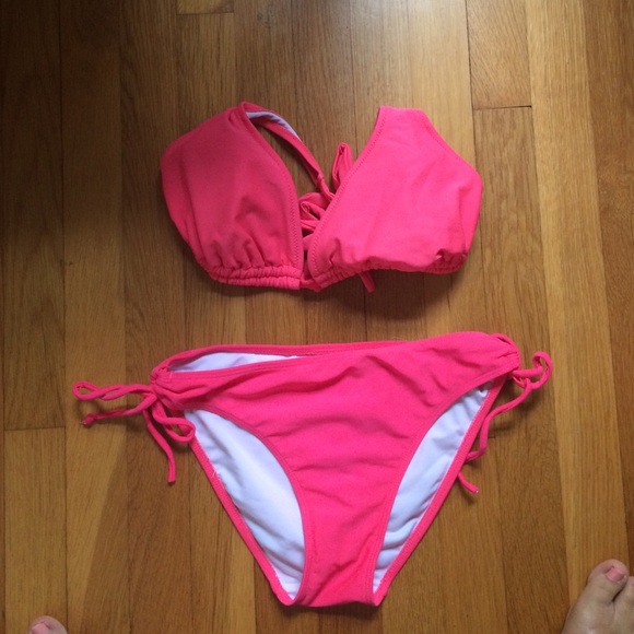Pink bathing suit top and bottom!