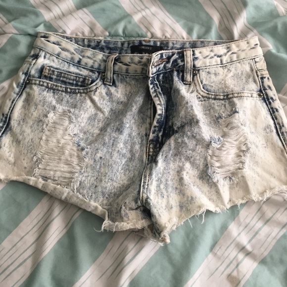 Forever 21 High Waisted Distressed Shorts - Picture 1 of 3
