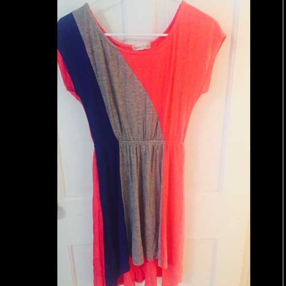 Multicolored high/low dress