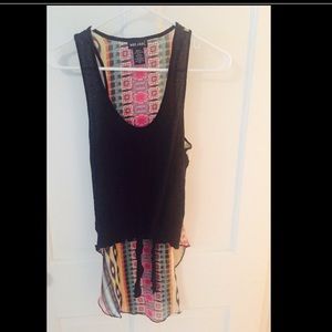 High/low multicolored top