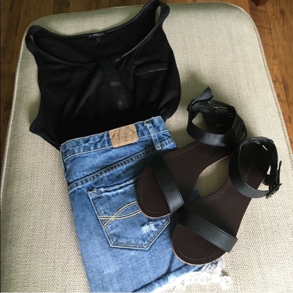 A&F Denim Cutoff Jean Skirt