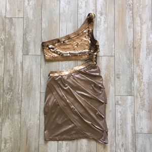 Bebe one shoulder fish shell dress