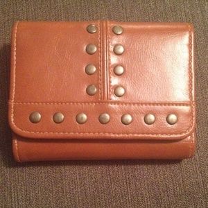 Brown leather studded wallet
