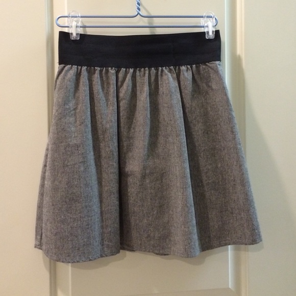 Grey wide elastic band waist skirt, M