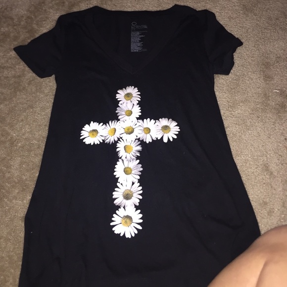 Floral Cross V-Neck