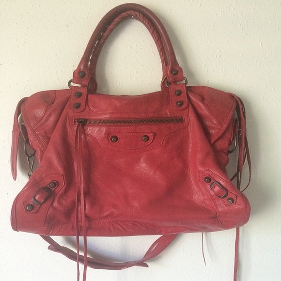 Authentic Balenciaga red city bag