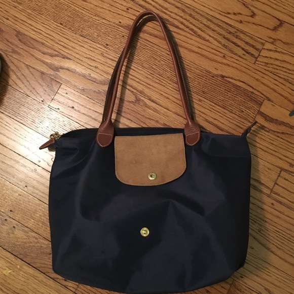 Longchamp Handbags - Authentic Navy blue/ brown long champ bag