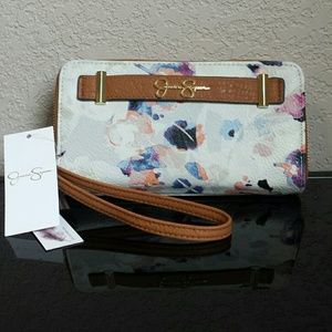 NWT! Jessica Simpson Floral Cognac Wallet Wristlet