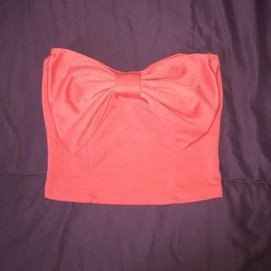 Coral bow crop top